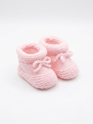 Pink Knitted Tie Booties - Ella Marina Baby