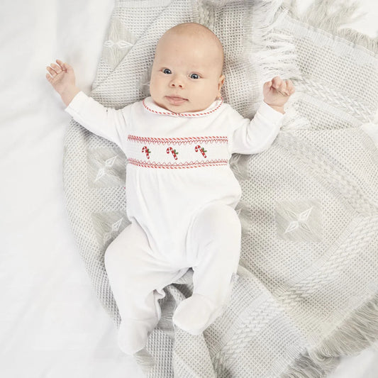 Smocked Candy Cane Sleepsuit