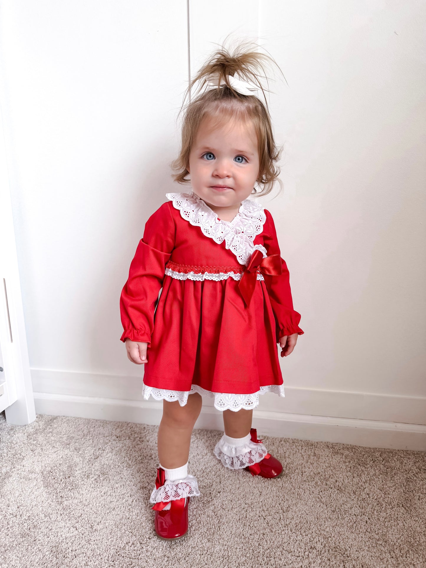Red and White Lace Dress