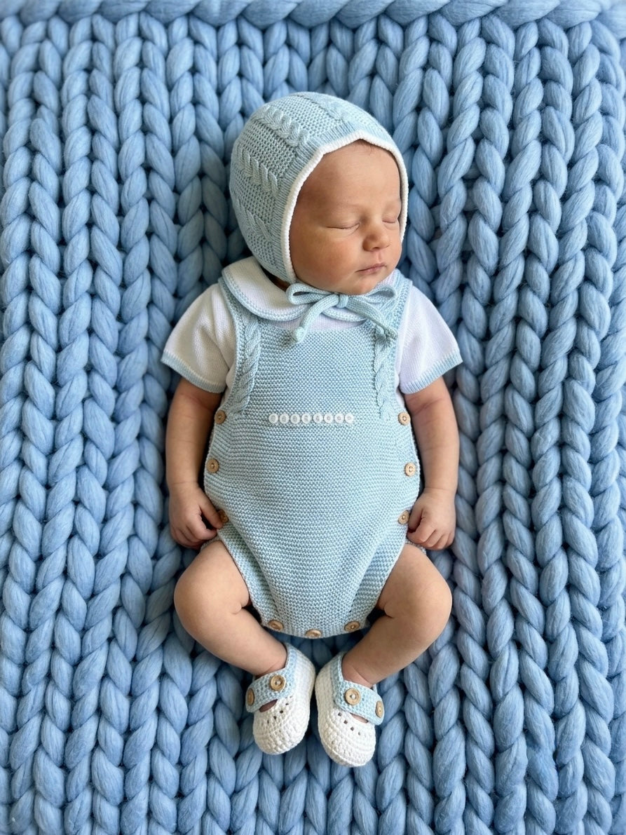 Nico Short Overalls - Blue/White