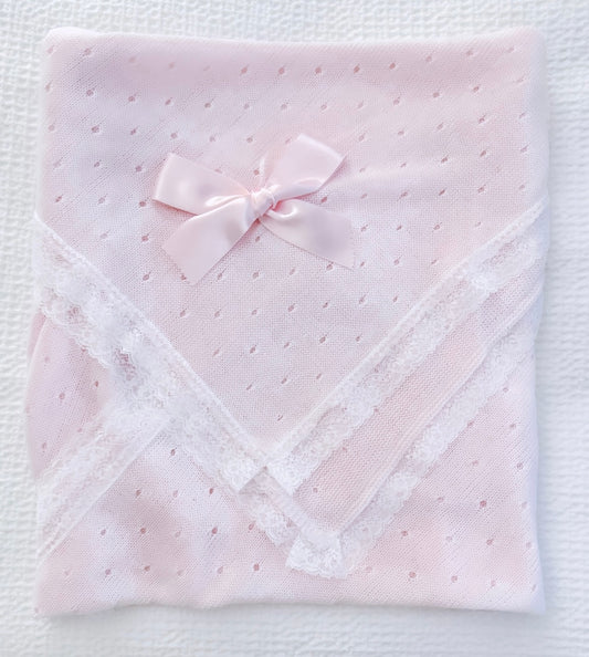 Spanish Lace Blanket - Pink - Ella Marina Baby