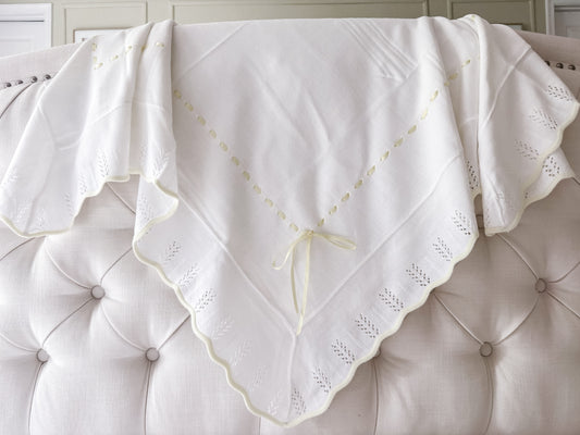 Portuguese Ribbon Blanket - White/Lemon