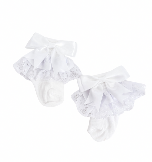 White Bow Frill Socks