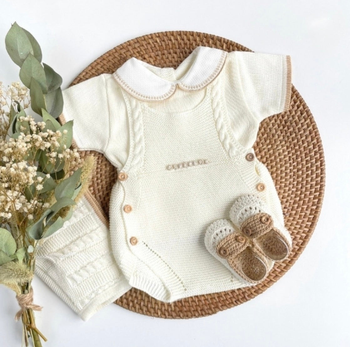 Nico Short Overalls - Cream/Gold