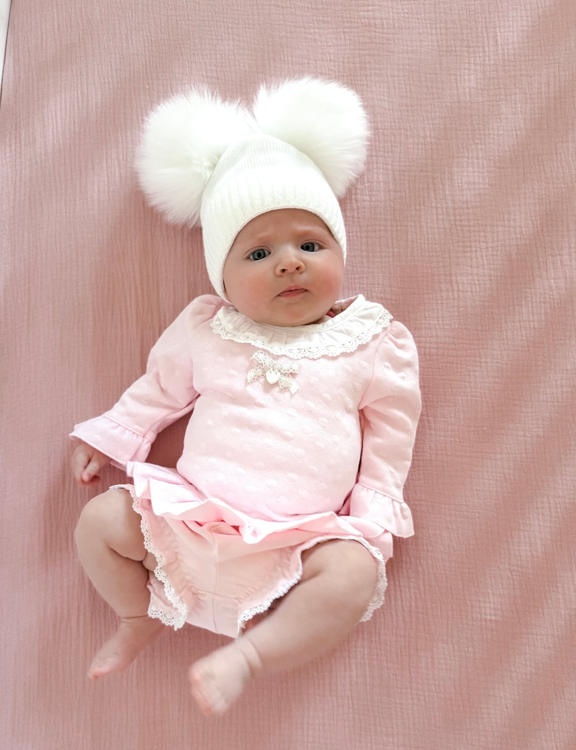 White Double Pom Hat