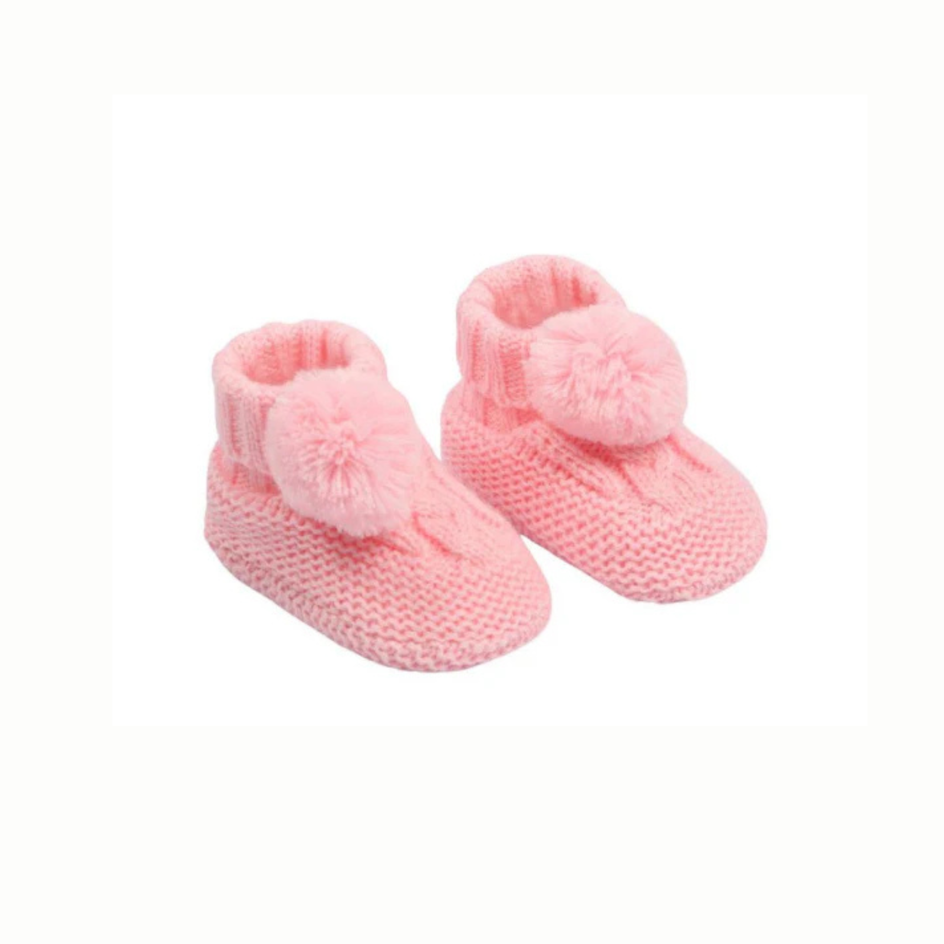 Pink Pom Cable Knit Booties - Ella Marina Baby
