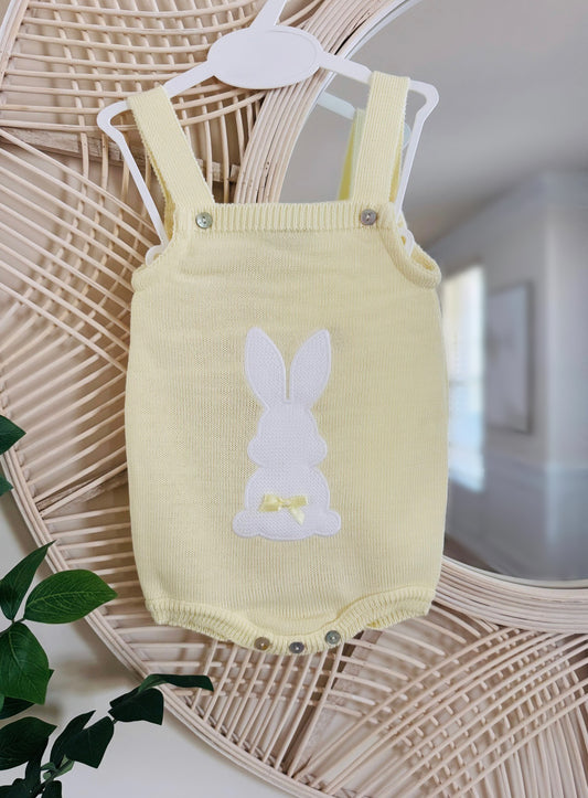 Bunny Bow Overalls - Yellow