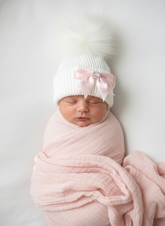 White and Pink Diamanté Hat