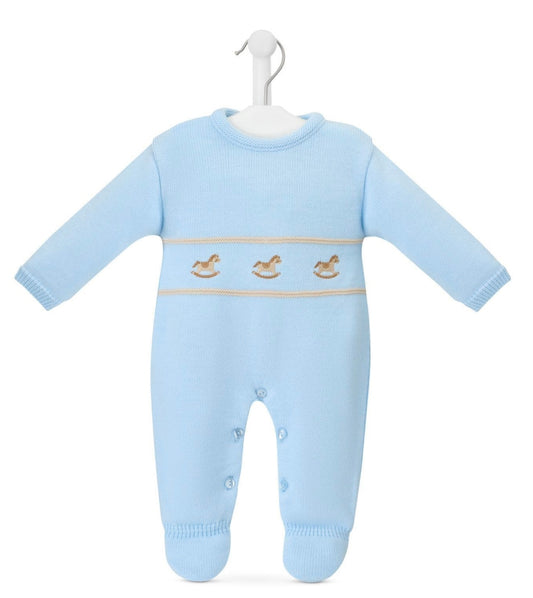 Knitted Rocking Horse Onsie - Blue