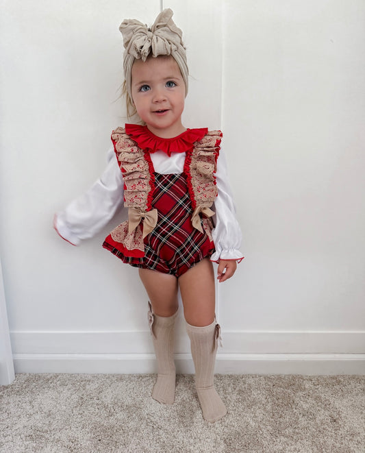 Red and Gold Frill Overalls