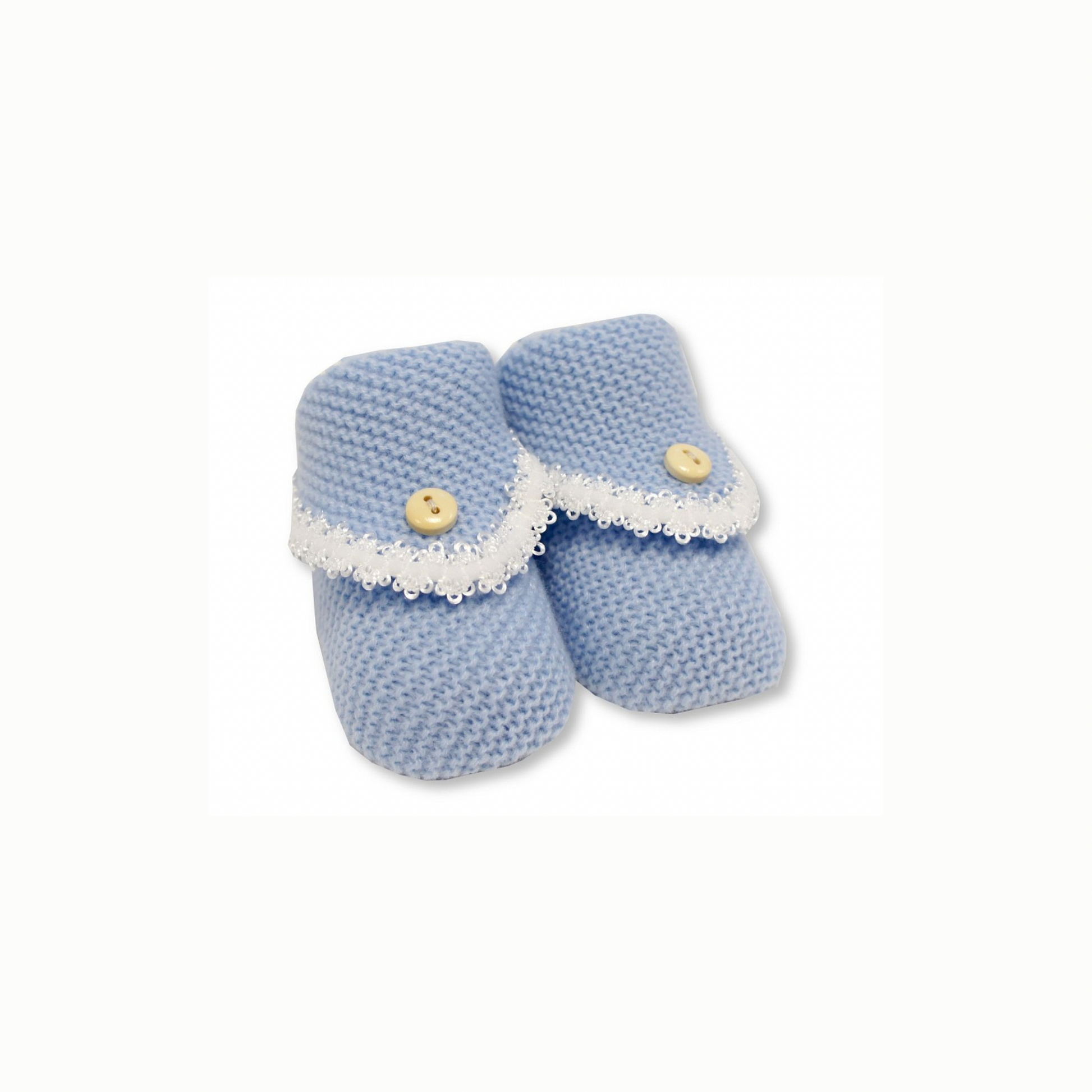 Blue Button Lace Booties - Ella Marina Baby