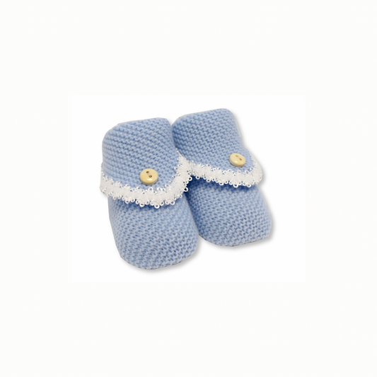 Blue Button Lace Booties - Ella Marina Baby