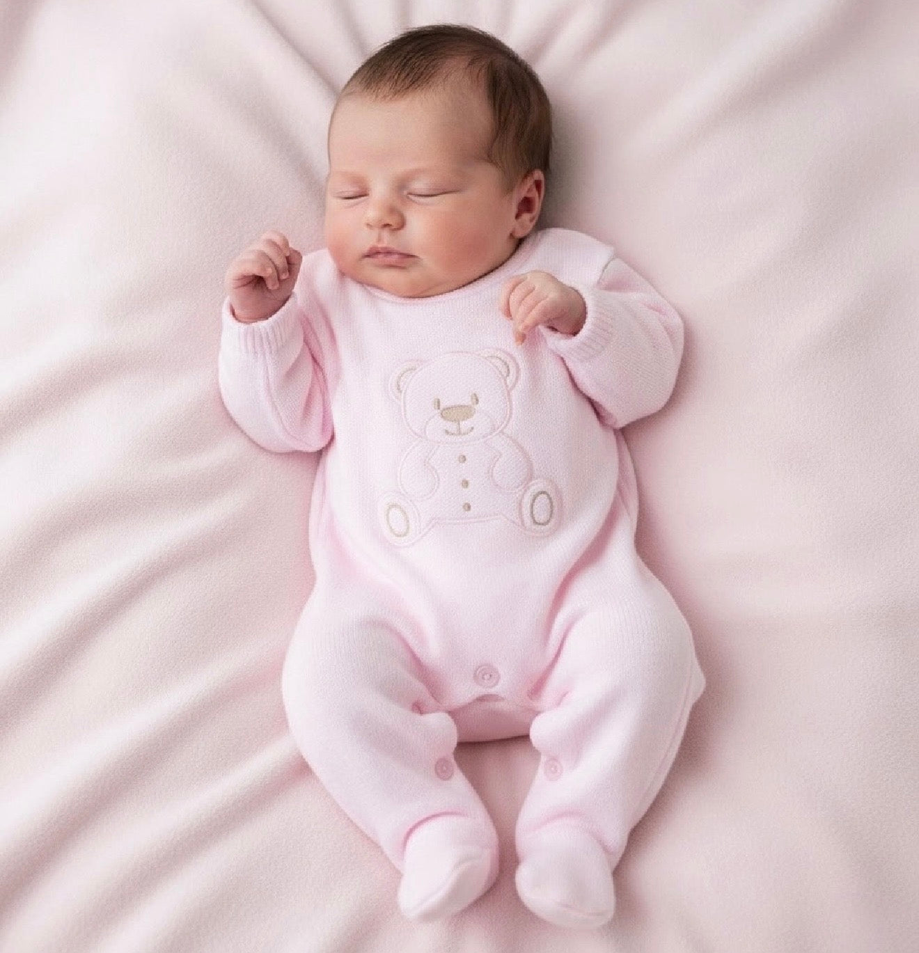 Teddy Bear Knit Romper - Pink