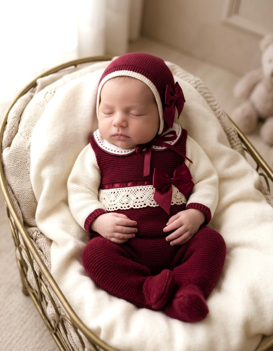 Rosabella Overalls Set - Burdeos - Ella Marina Baby