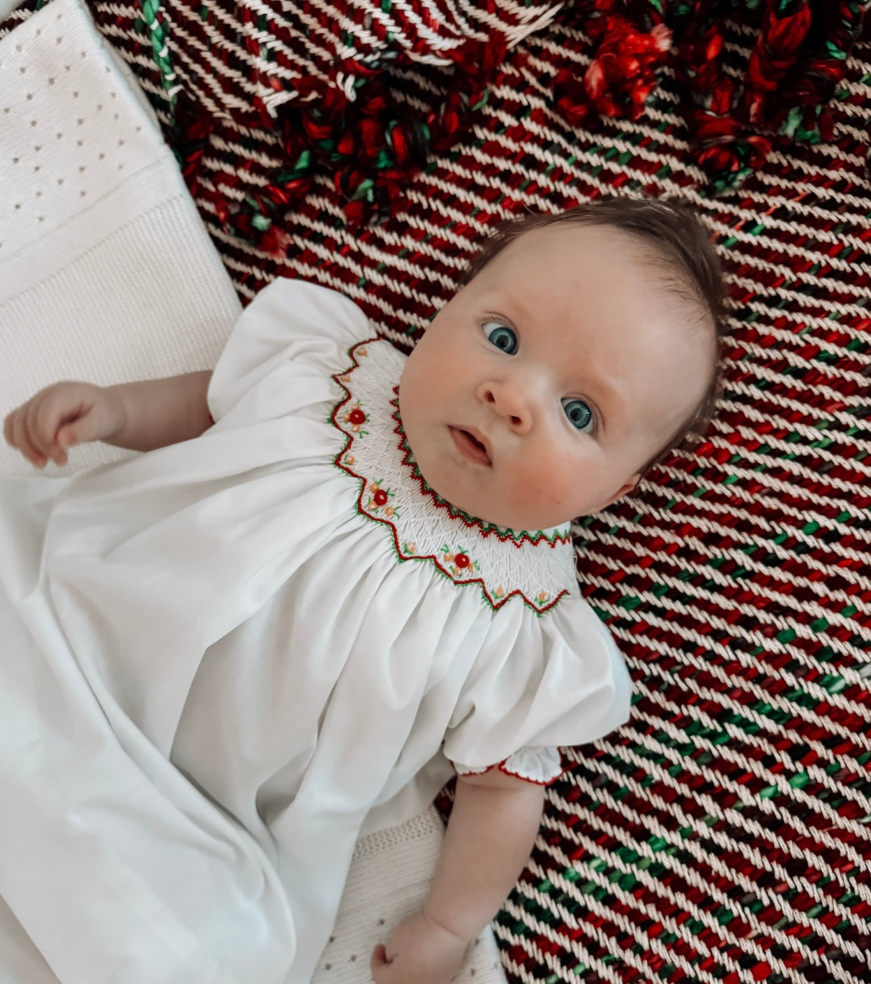 Smocked Holiday Dress - White