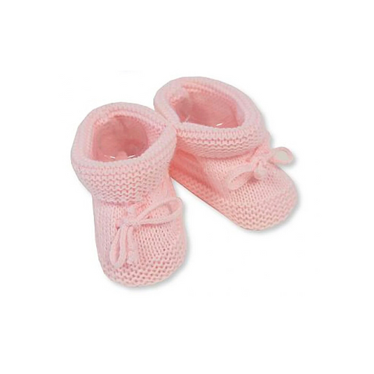 Pink Knitted Tie Booties