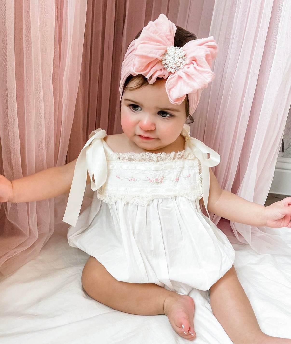 Pearl Pink Ruffle Headband