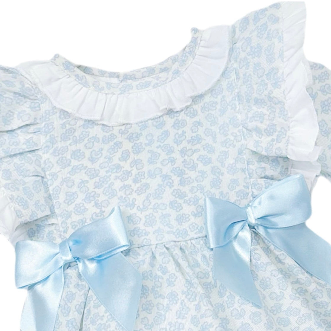 Spanish Puff Romper - Blue Floral