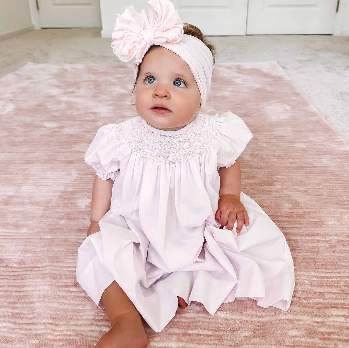 Bishop Smocked Pearl Gown - Pink - Ella Marina Baby