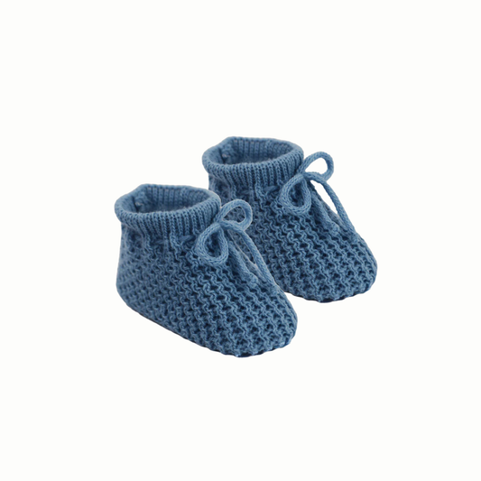Steel Blue Tie Booties - Ella Marina Baby