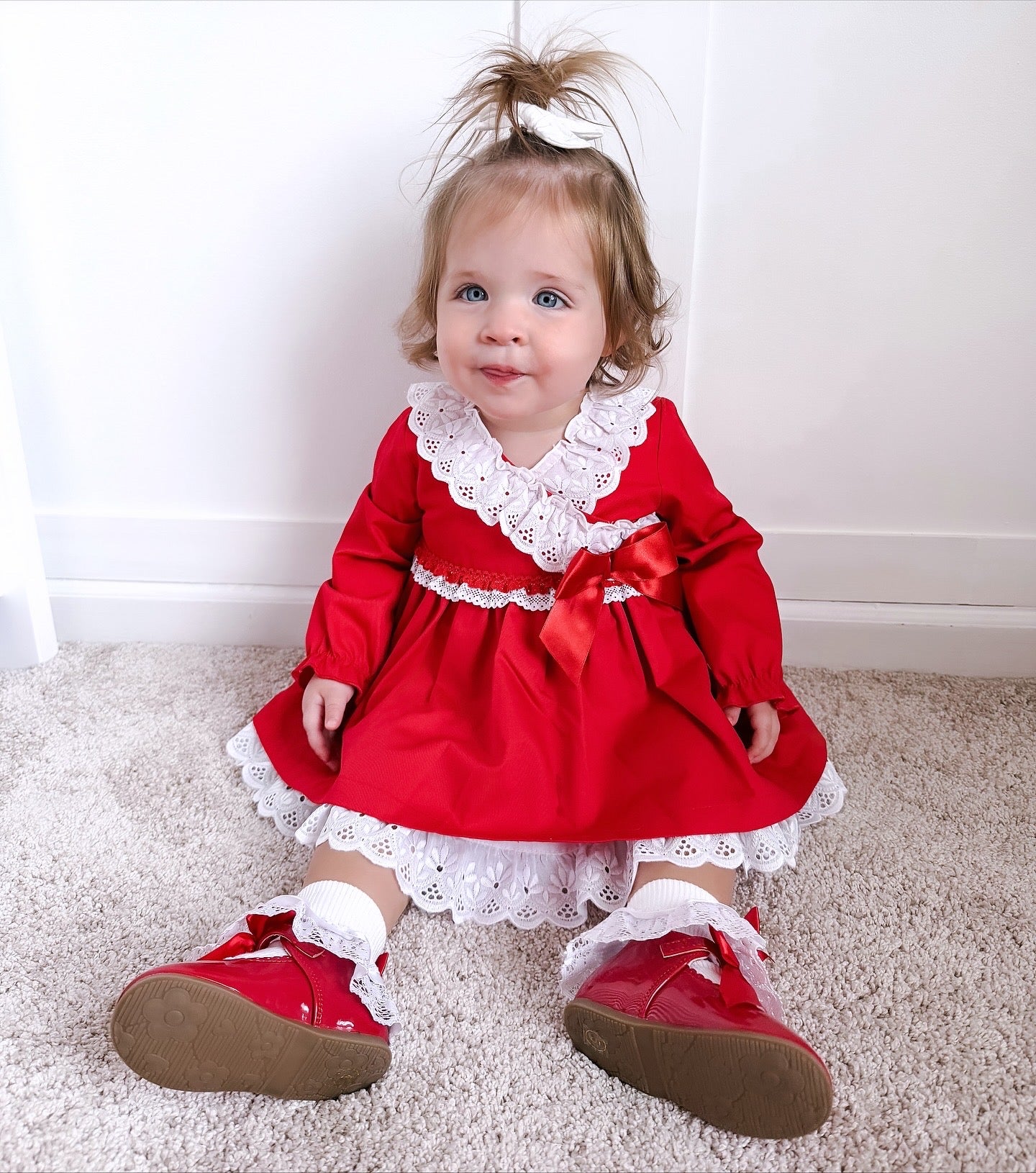 Red and White Lace Dress
