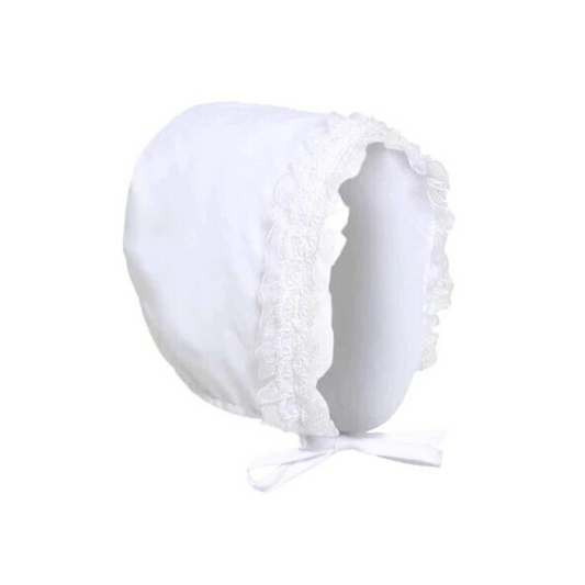 White Lace Baby Bonnet - Ella Marina Baby