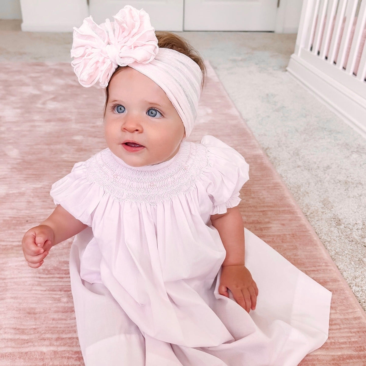 Bishop Smocked Pearl Gown - Pink - Ella Marina Baby