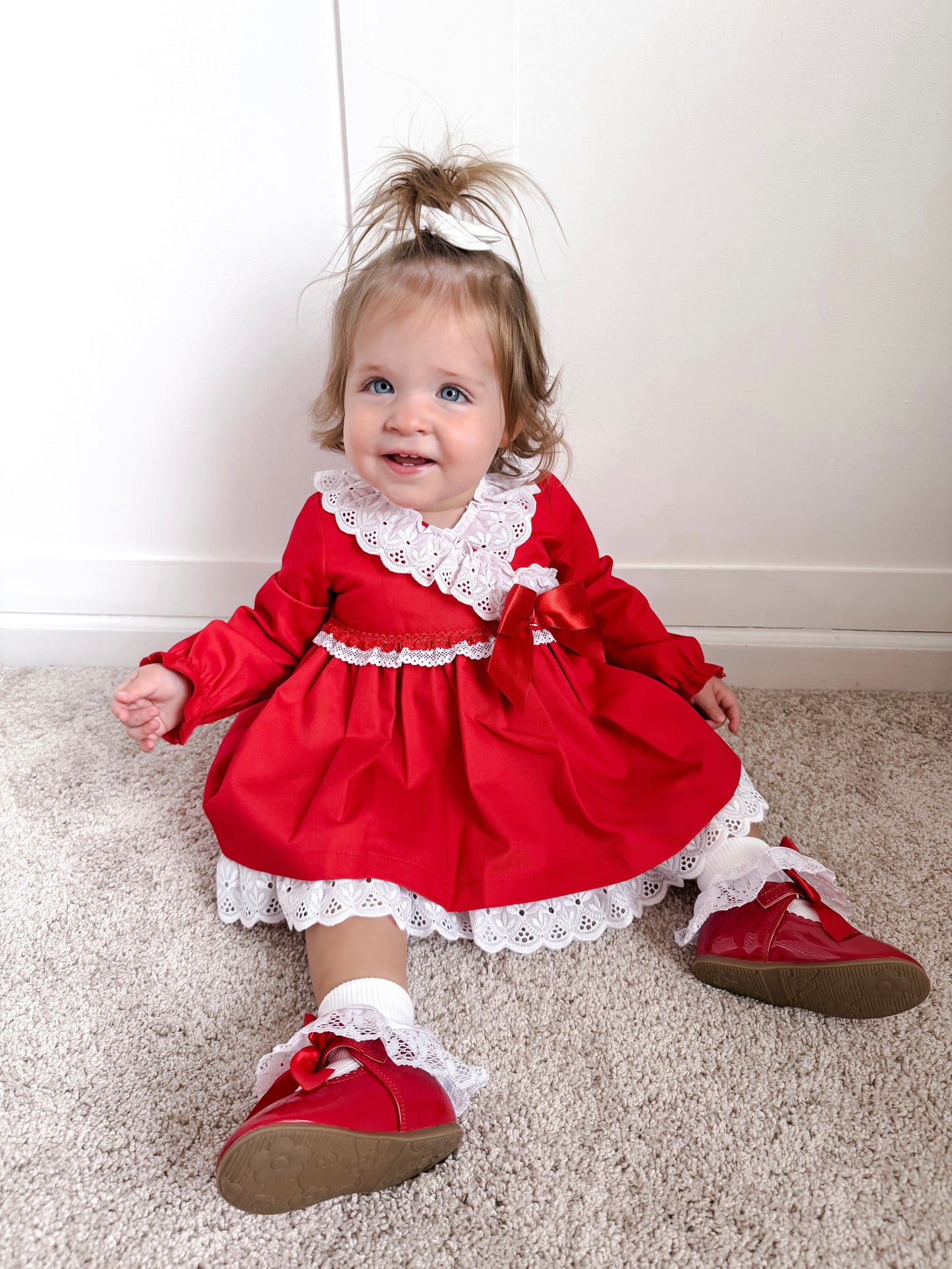 Red and White Lace Dress