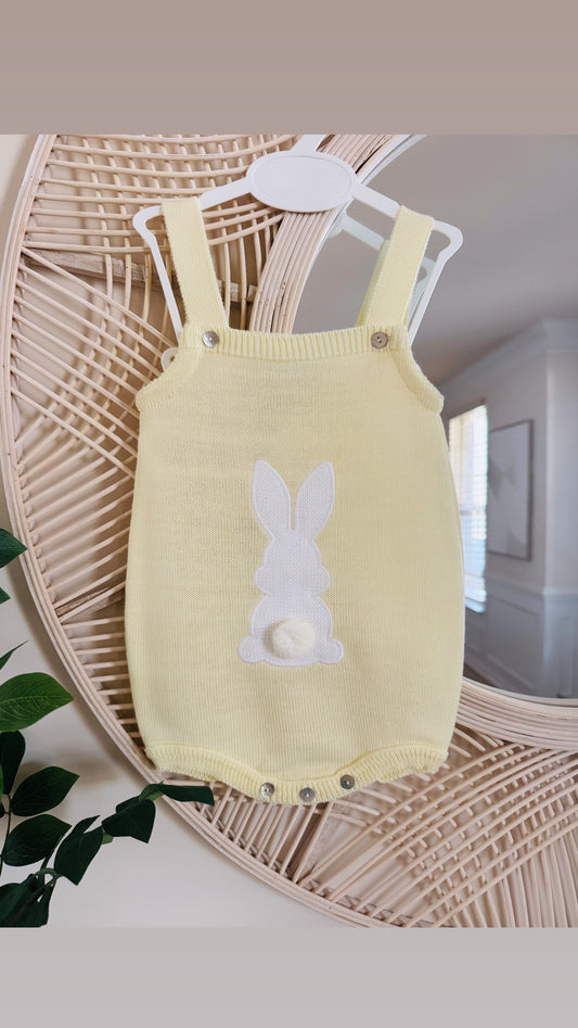 Bunny Pom Overalls - Yellow