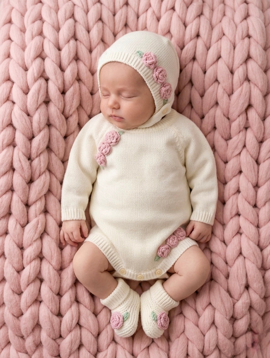 Rosa Romper Set - Crema - Ella Marina Baby