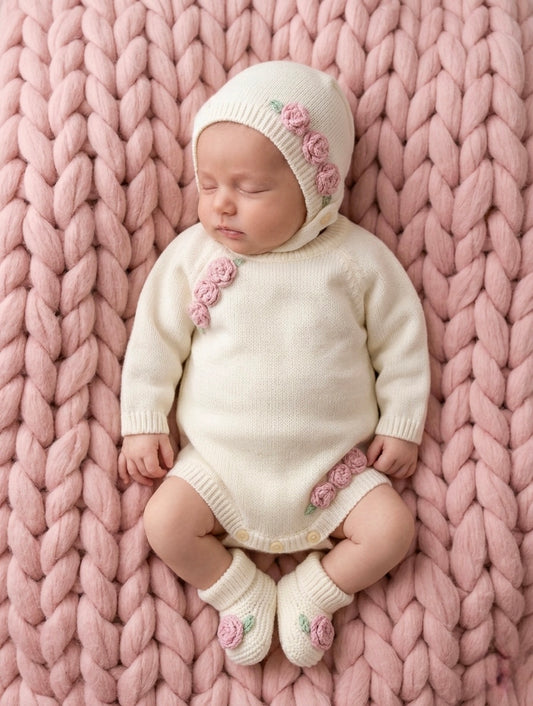 Rosa Romper Set - Crema - Ella Marina Baby