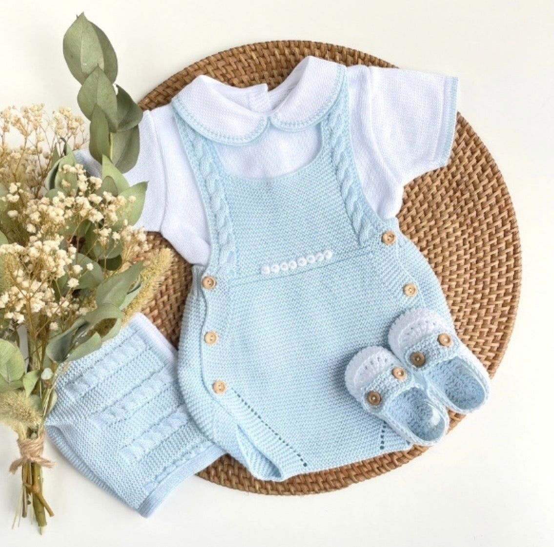 Nico Short Overalls - Blue/White