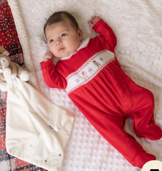 Smocked Reindeer Sleepsuit - Ella Marina Baby