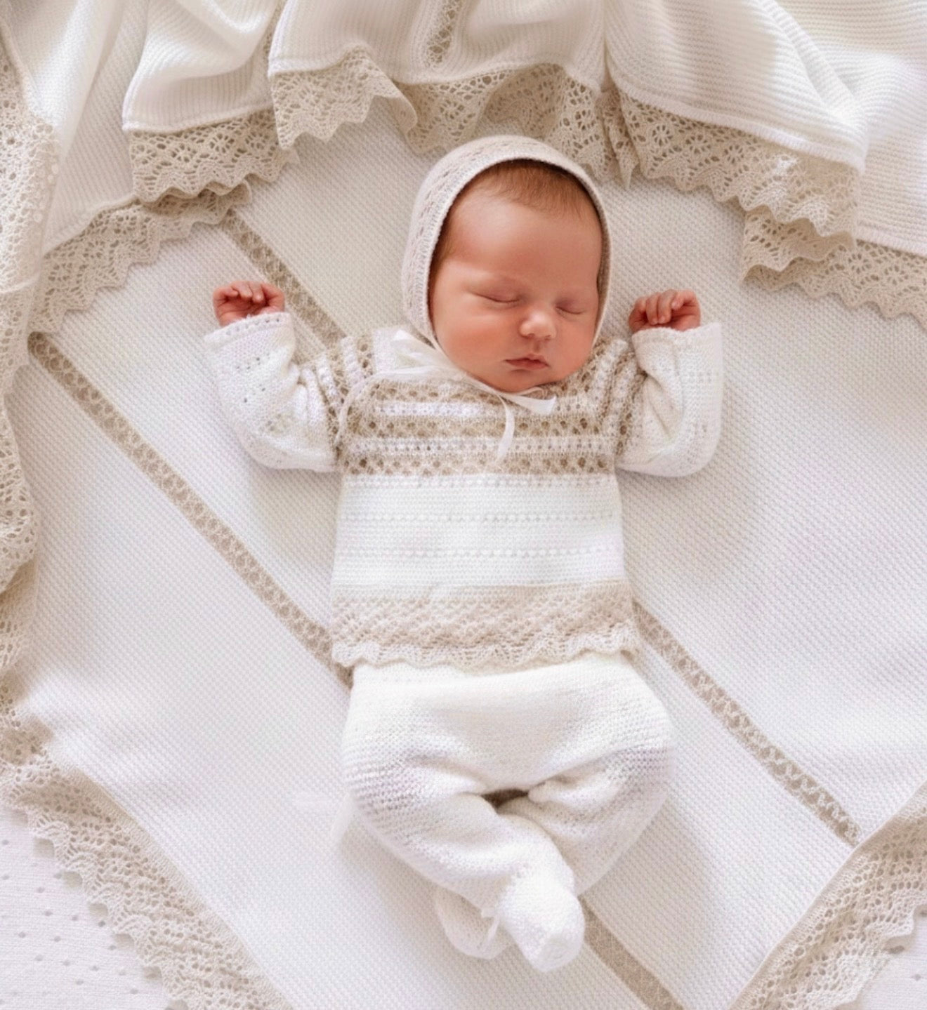 Cream and Gold Knitted Set