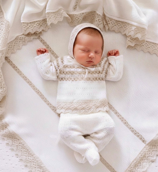 Cream and Gold Knitted Set