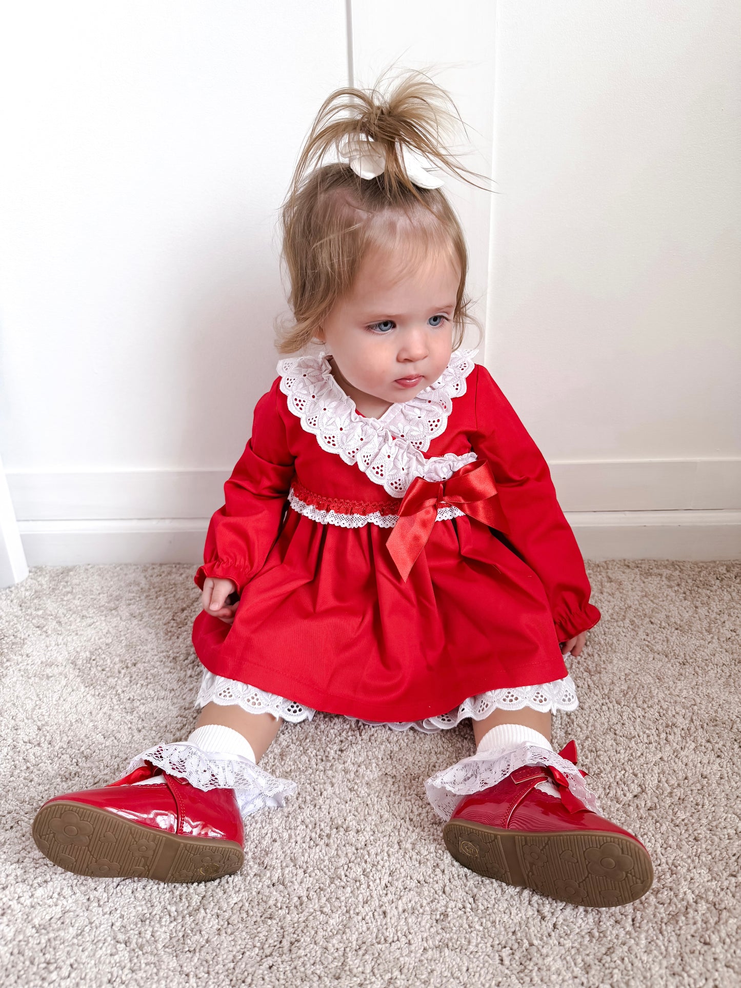 Red and White Lace Dress
