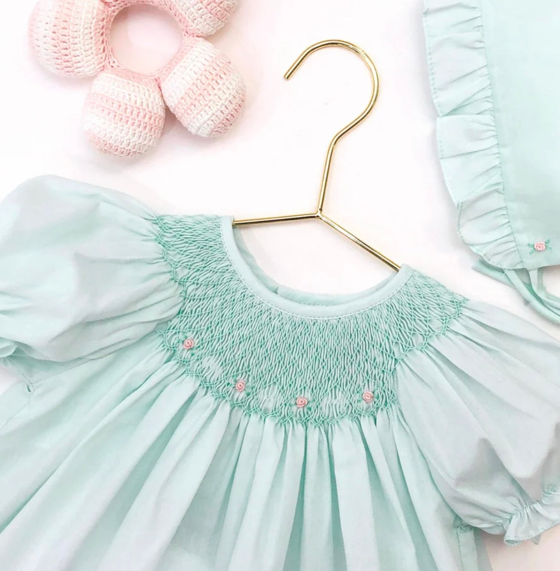 Mint Floral Smocked Dress