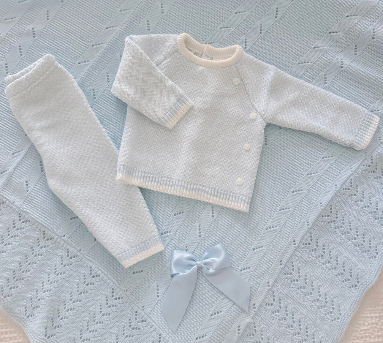 Portugese Knitted Set - Blue and White