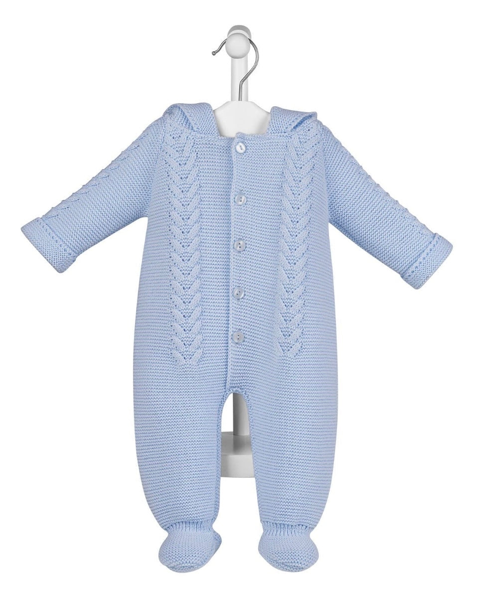 Knitted Bobble Romper - Blue - Ella Marina Baby