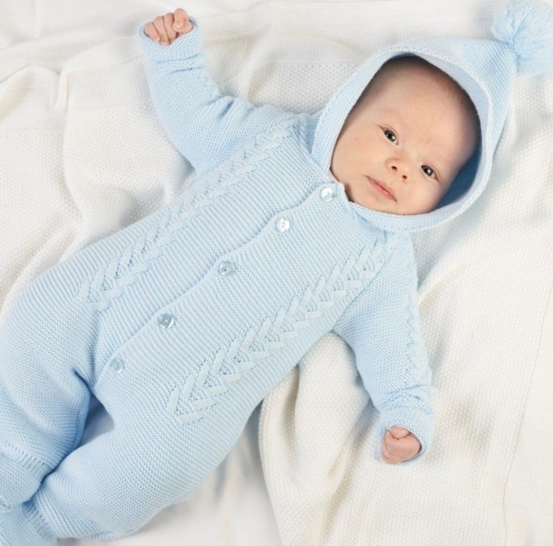 Knitted Bobble Romper - Blue - Ella Marina Baby