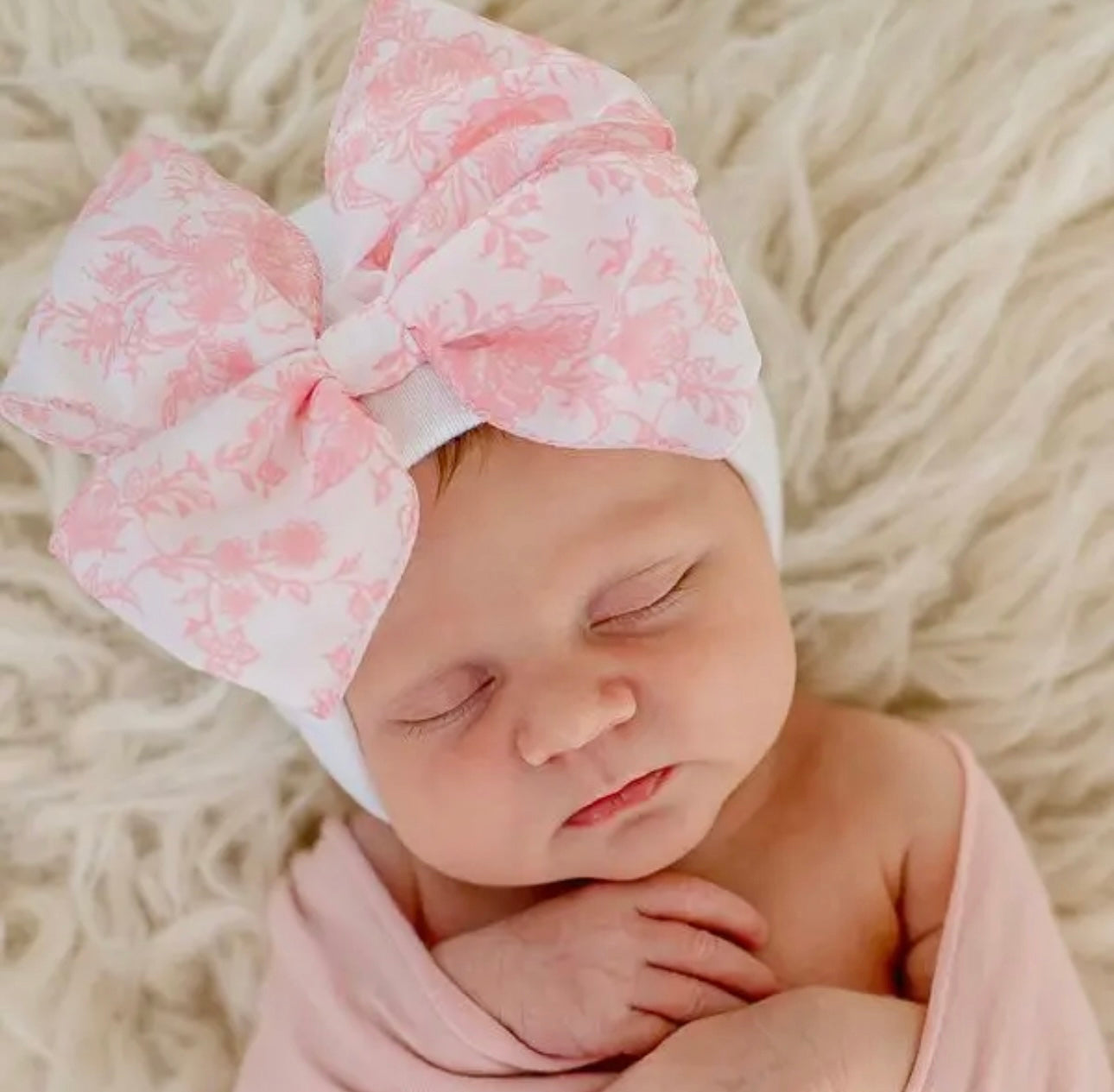 Floral Pink Bow Hospital Hat