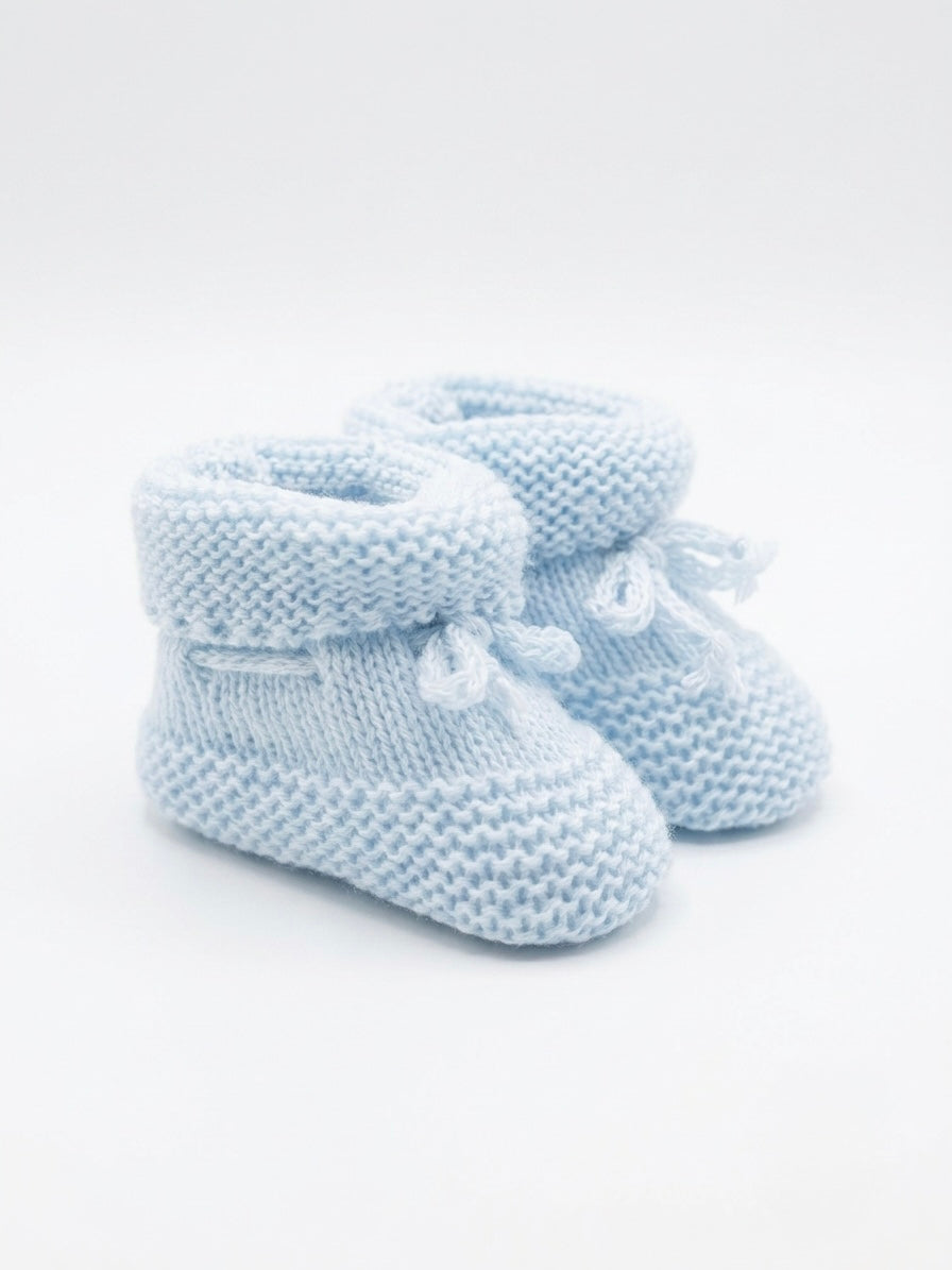 Blue Knitted Tie Baby Booties - Ella Marina Baby