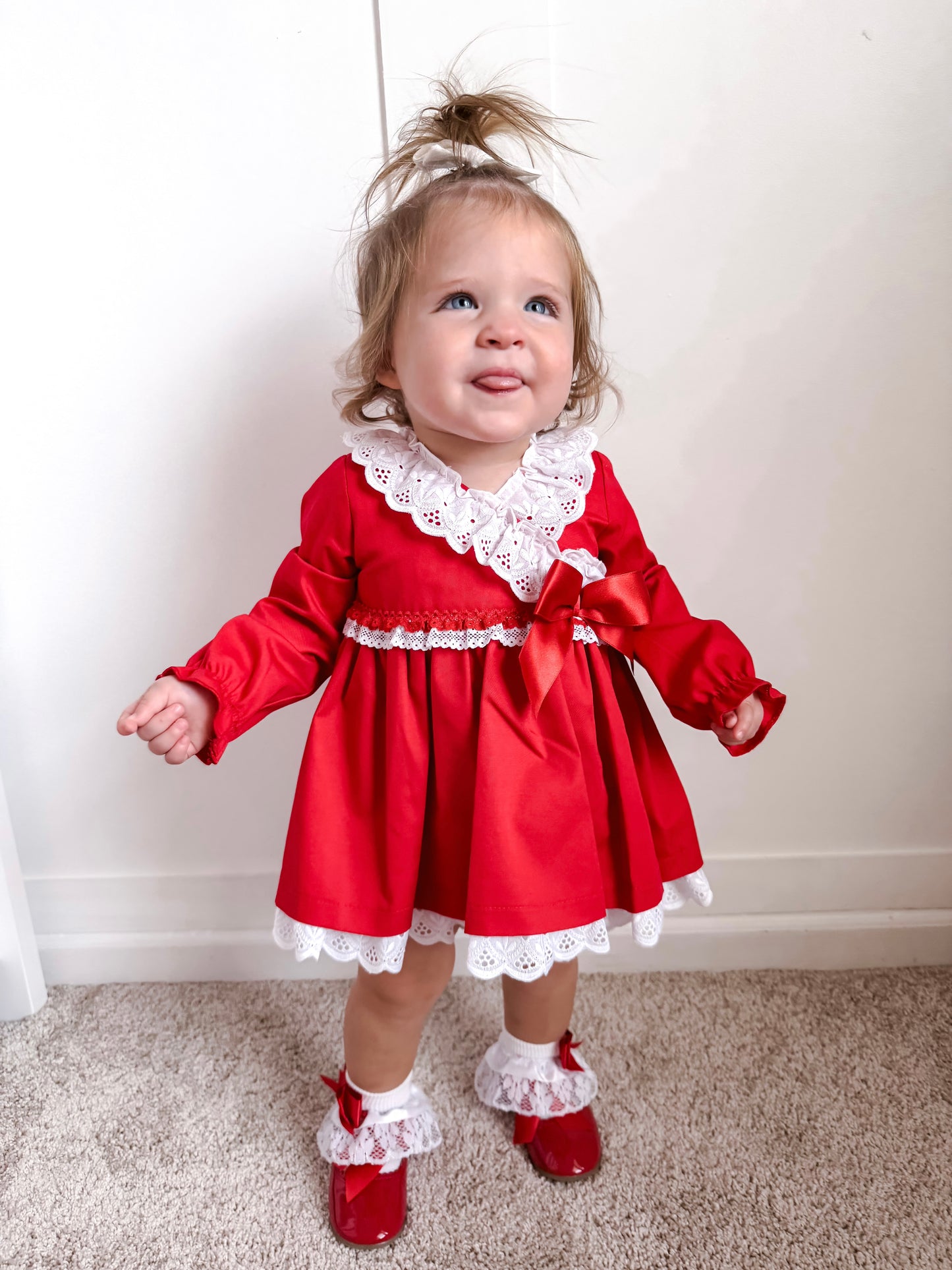Red and White Lace Dress