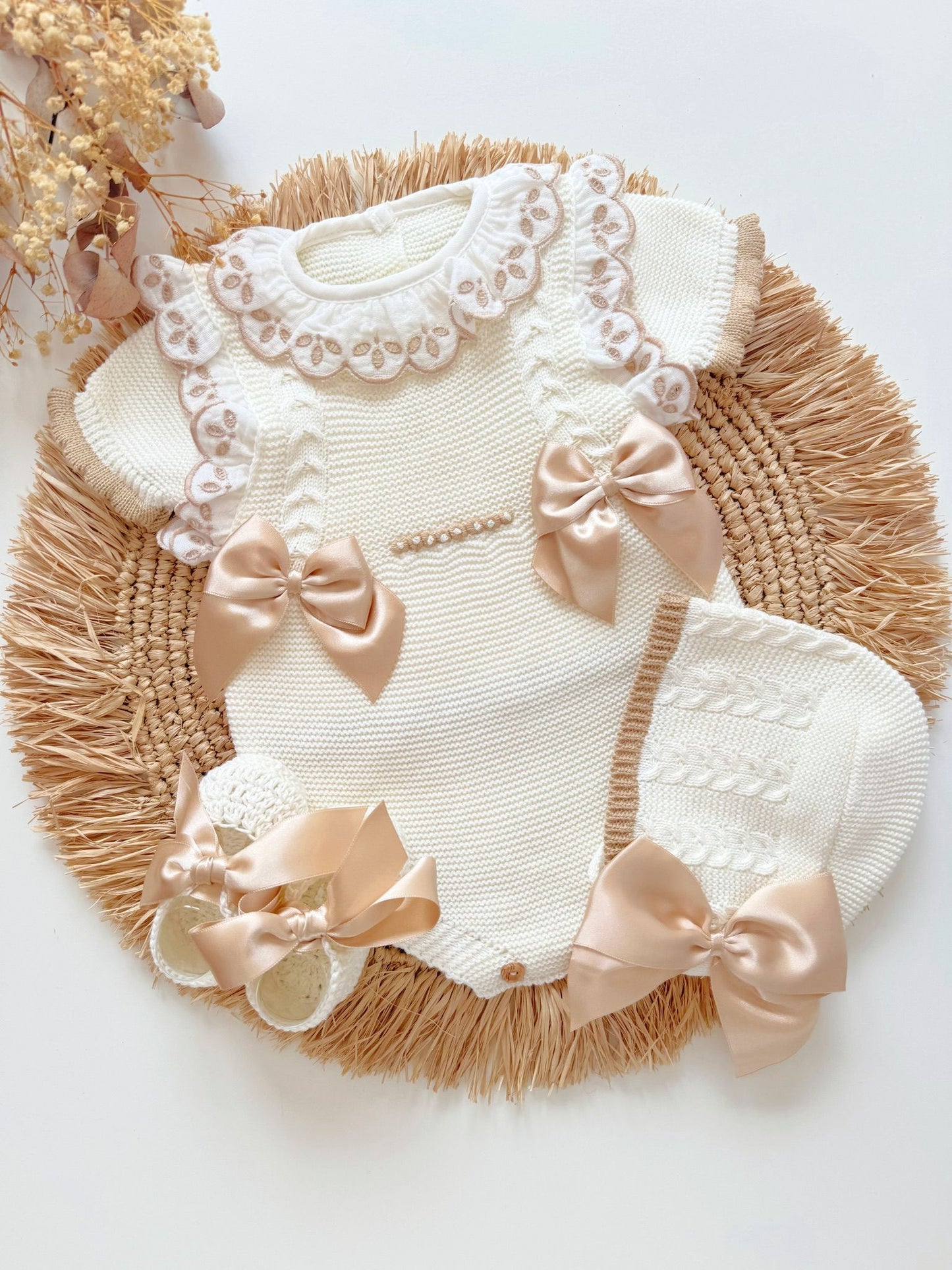 Posie Three Piece Set - Cream/Gold - Ella Marina Baby