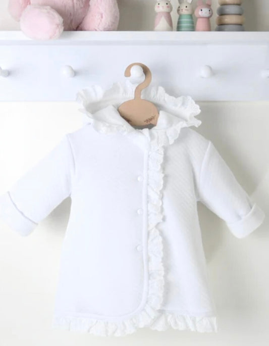 Quilted Frill Coat - White - Ella Marina Baby