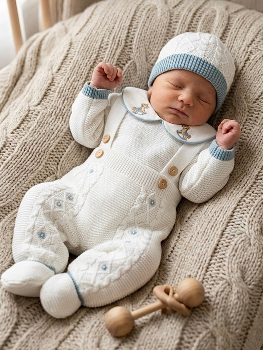 Rocking Horse Overalls - Blanco/Azul