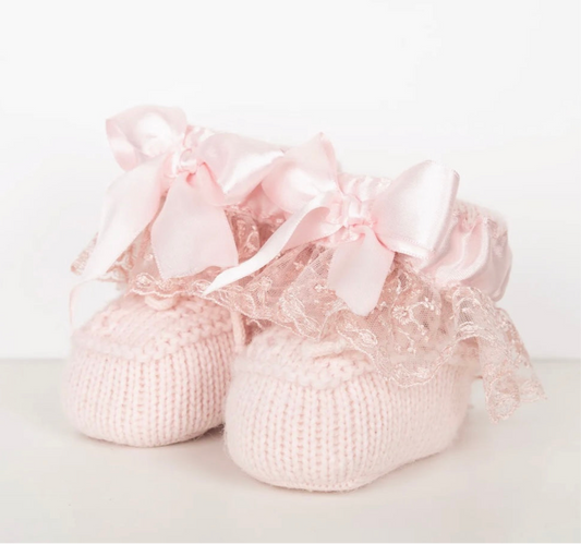 Pink Frills Baby Booties