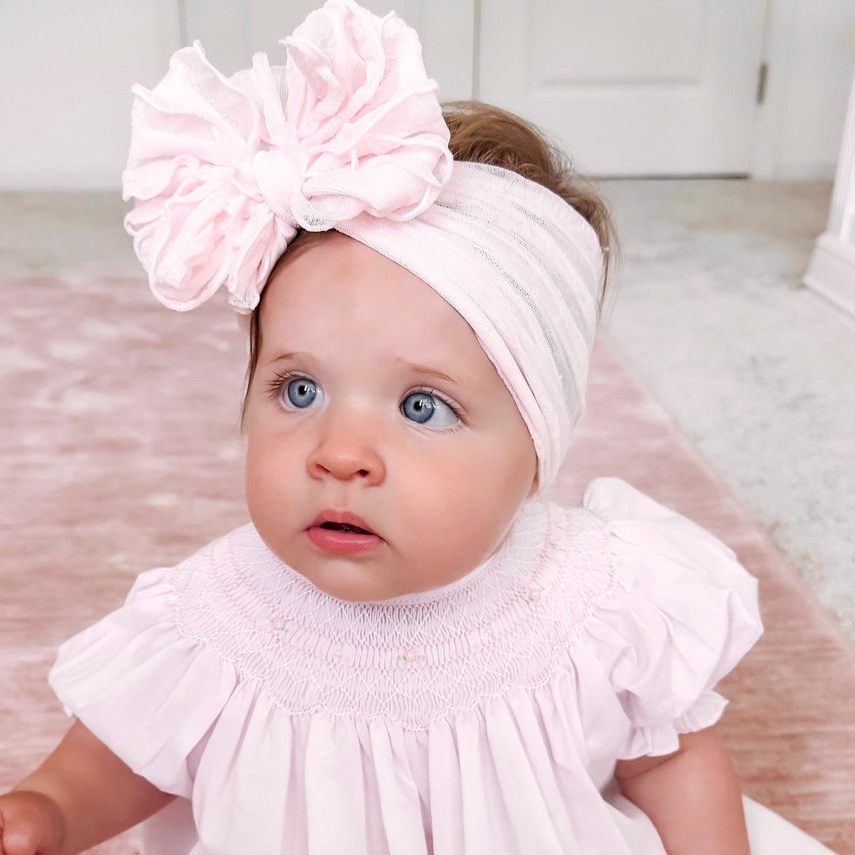 Bishop Smocked Pearl Gown - Pink - Ella Marina Baby