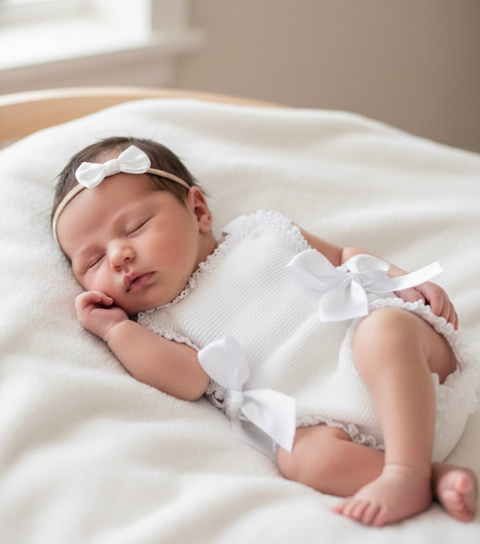 Knitted Spanish Overalls - White