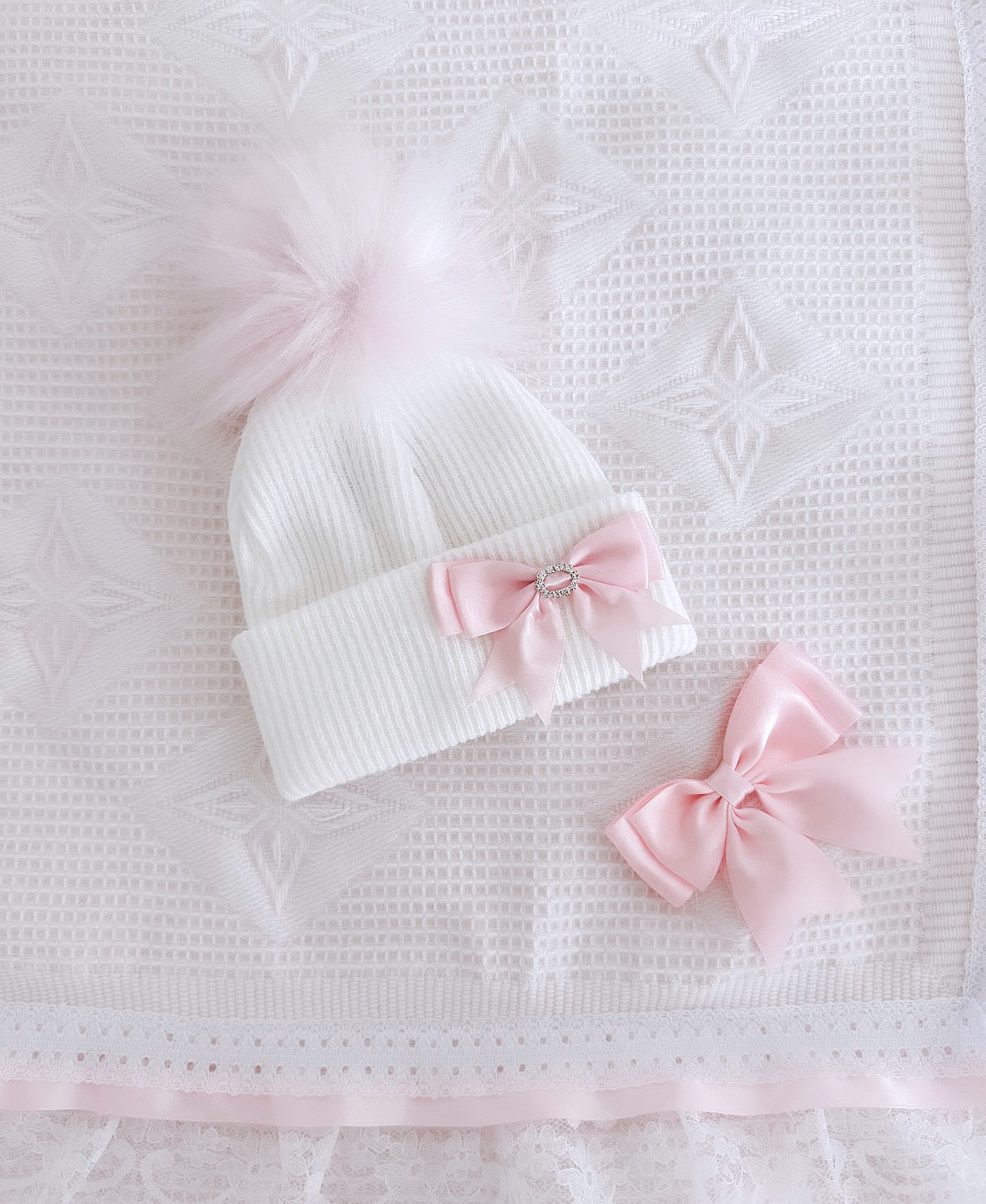 Pink Diamante Bow Hat